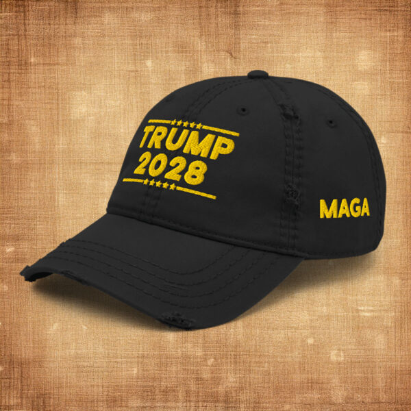 TRUMP 2028 Gold Distressed Dad Hat