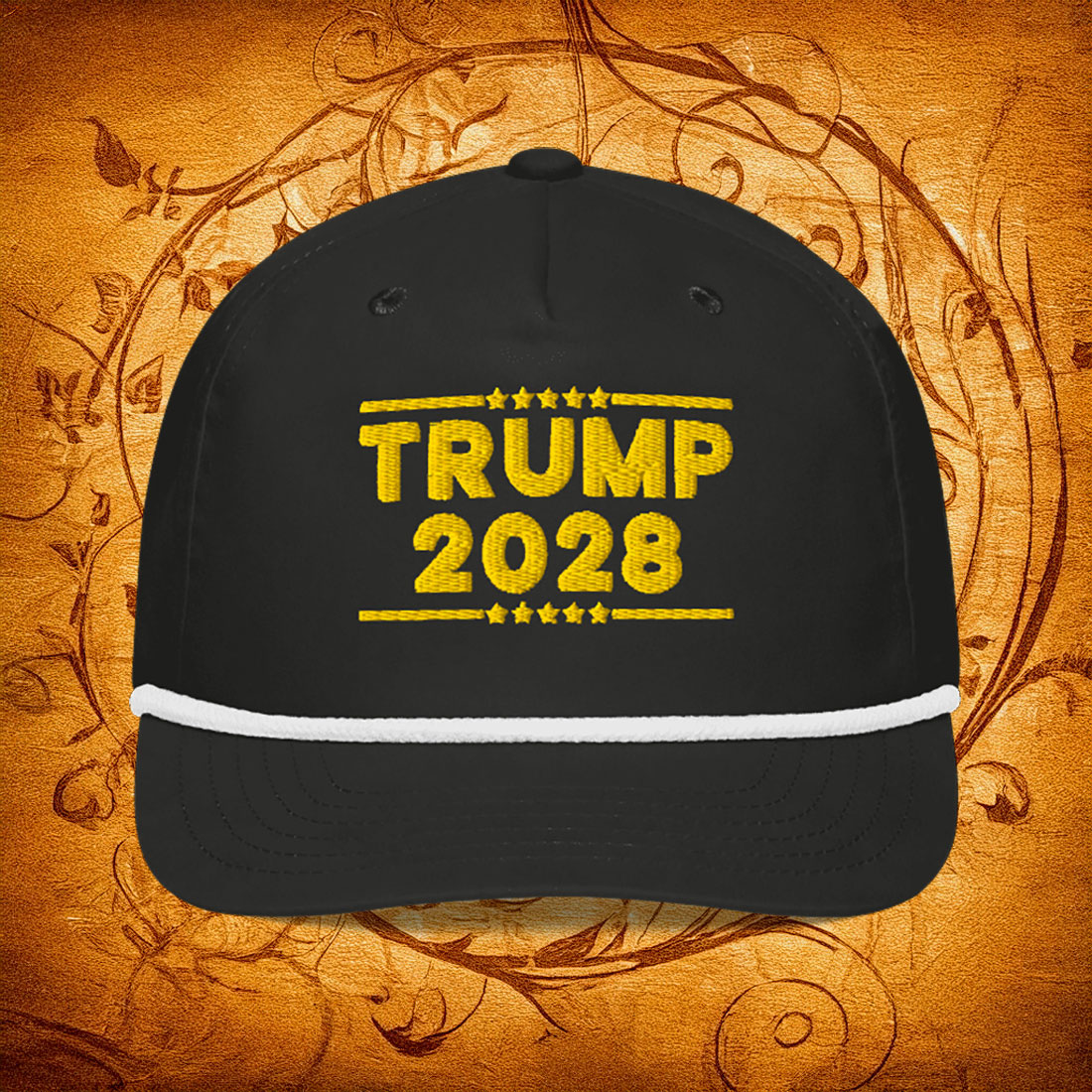 TRUMP 2028 Gold Golf Rope Cap